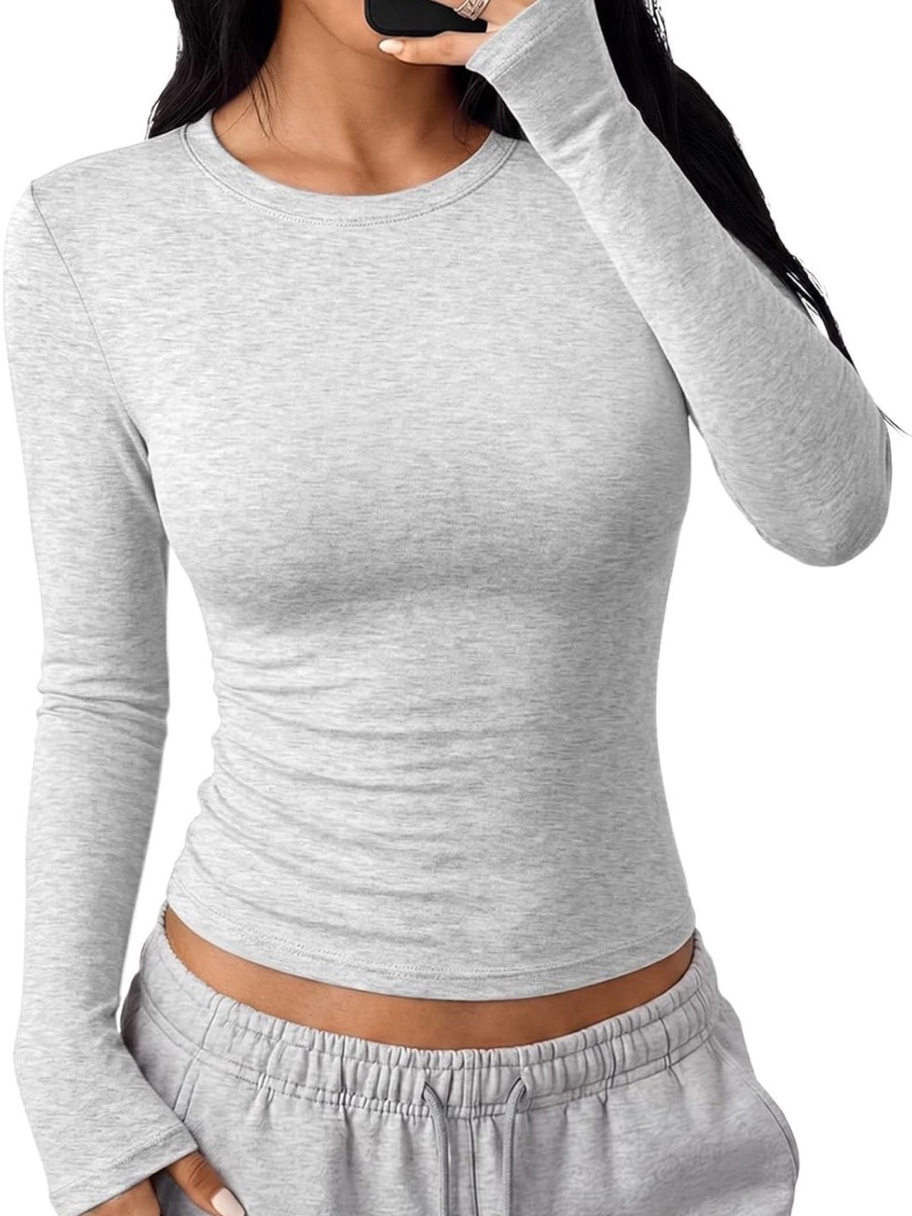 Heather grey long sleeve fitted shirt